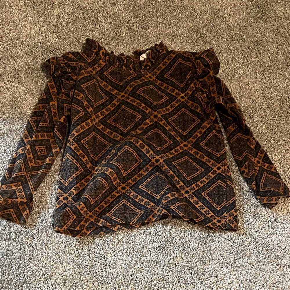 Kate Quinn Black and Orange Geometric Kids Top - Bandana Spice